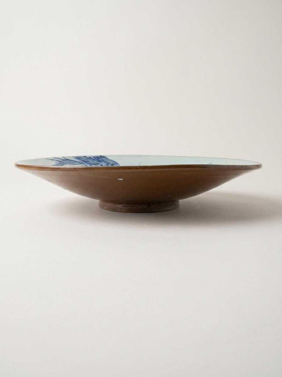 Fayoum pottery Large Hand-Painted Egyptian Pottery Bowl, Fayoum Ceramic Serveware, 47 cm Decorative Centerpiece - side view