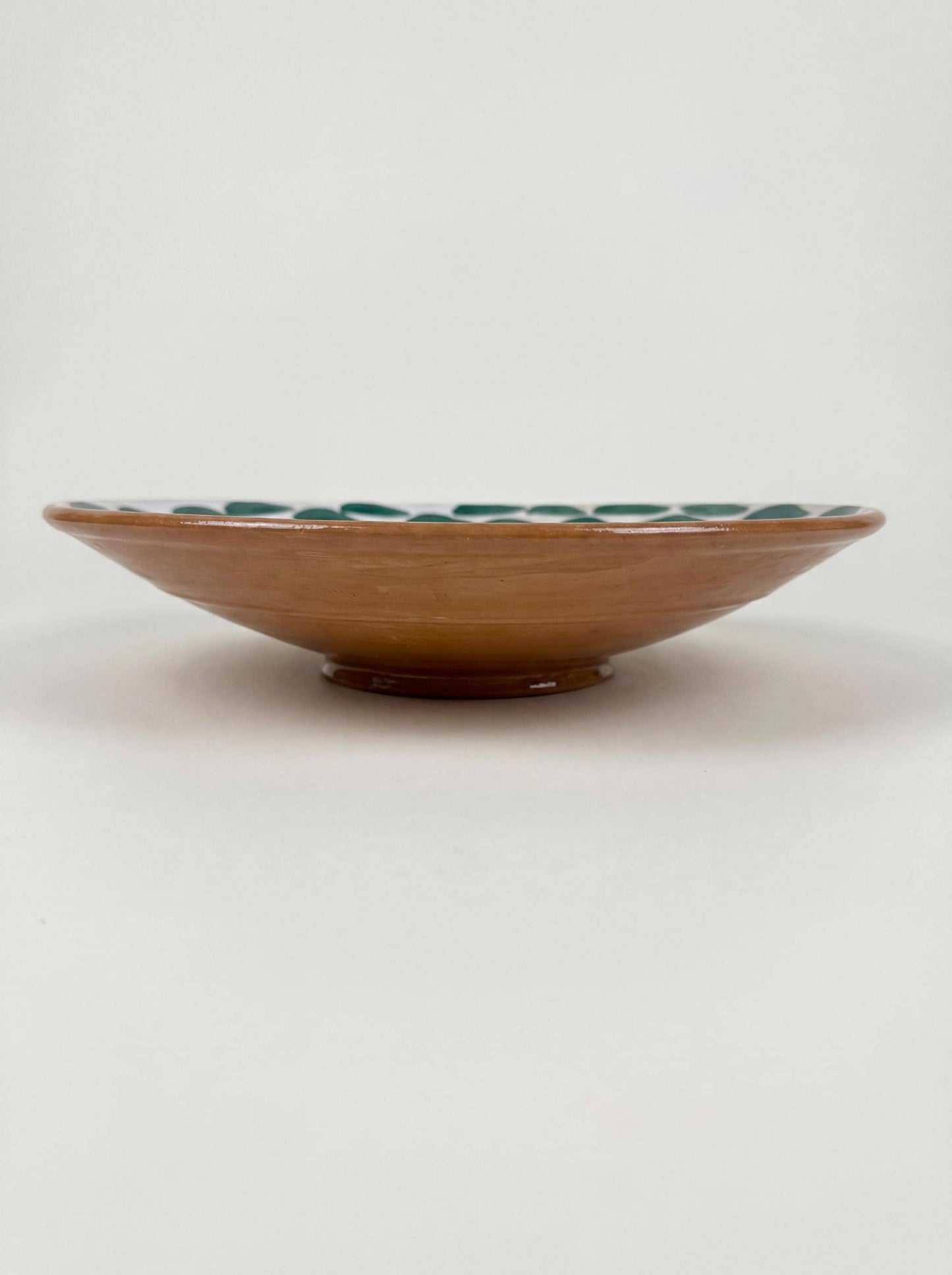 Fayoum pottery Large Hand-Painted Egyptian Pottery Bowl, Fayoum Ceramic Serveware, 39 cm Decorative Centerpiece - side view