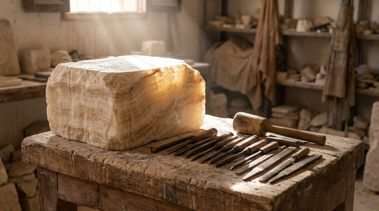 How an alabaster lamp is hand-carved