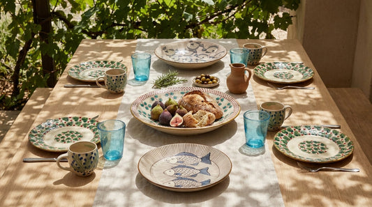 Setting a Mediterranean table with hand-painted ceramics