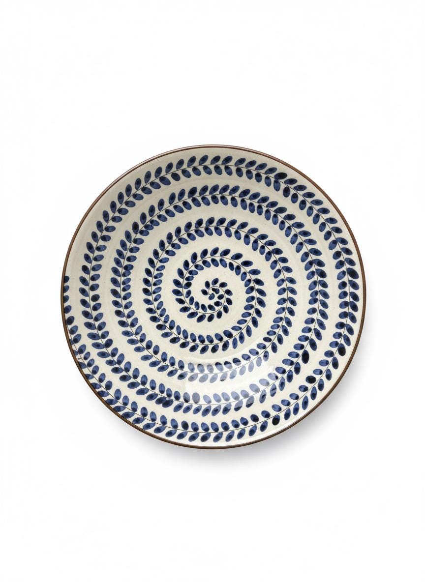Fayoum pottery Large Hand-Painted Egyptian Pottery Bowl, Fayoum Ceramic Serveware, 37 cm Decorative Centerpiece - front view