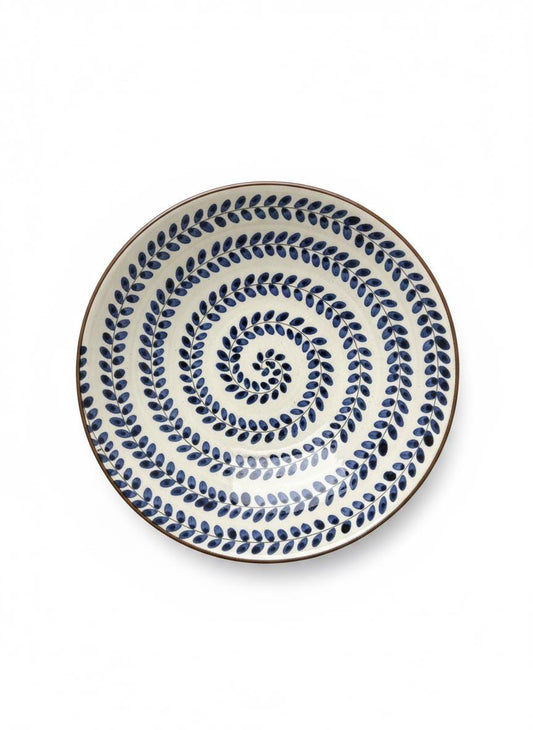 Fayoum pottery Large Hand-Painted Egyptian Pottery Bowl, Fayoum Ceramic Serveware, 37 cm Decorative Centerpiece - front view