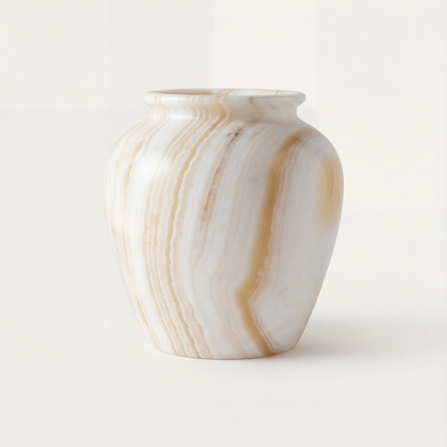 alabaster Egyptian Alabaster Table Lamp – Hand-Carved Natural Stone – UK Fitted – 25 × 23 cm - front view