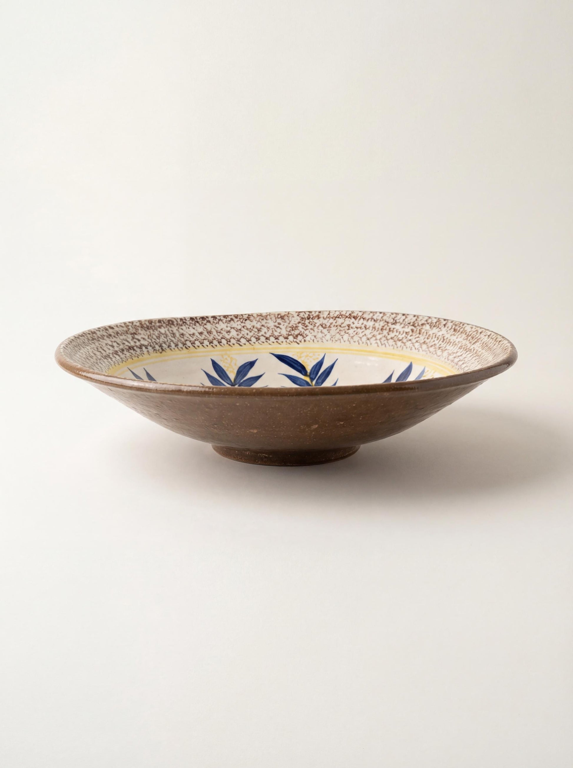Fayoum pottery Fayoum Handmade Ceramic Serving Bowl – Blue Leaf Design – 39 cm - detail view