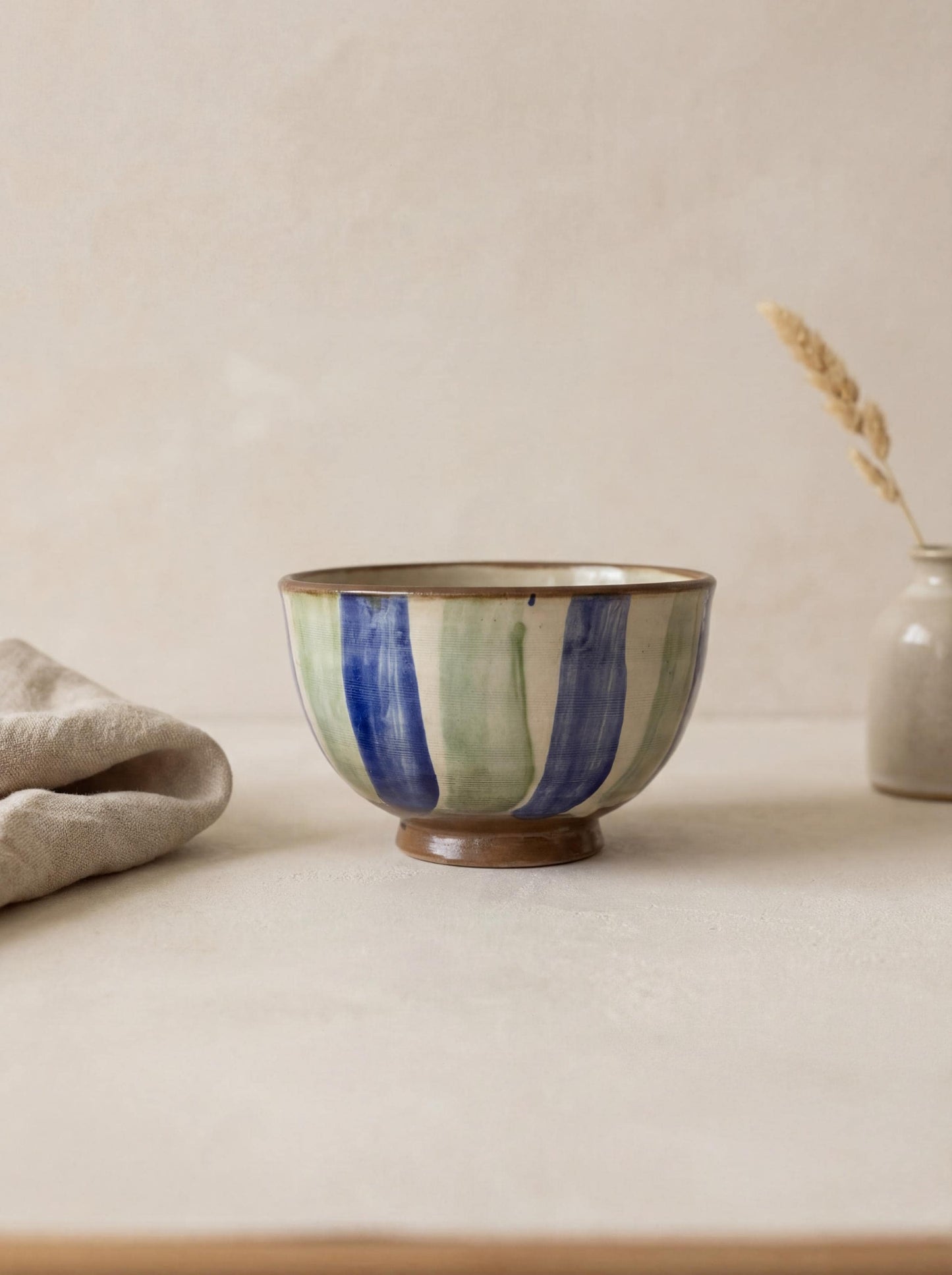 Fayoum pottery Fayoum Ceramic Small Bowl – Blue & Green Swirl Pattern – 15cm - front view