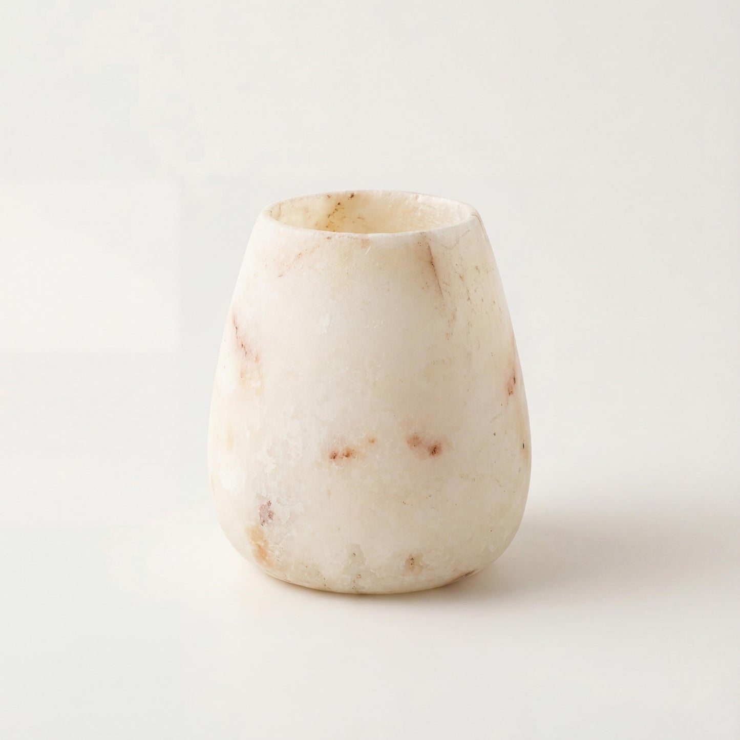 alabaster Egyptian Alabaster Candle Holder – 14.5 × 12.5 cm - front view