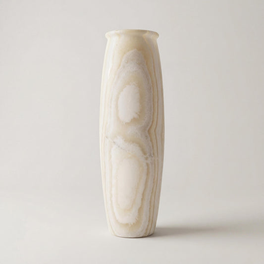 alabaster Large Egyptian Alabaster Floor Lamp – Hand-Carved Statement Piece (71 × 19.5 cm) - front view