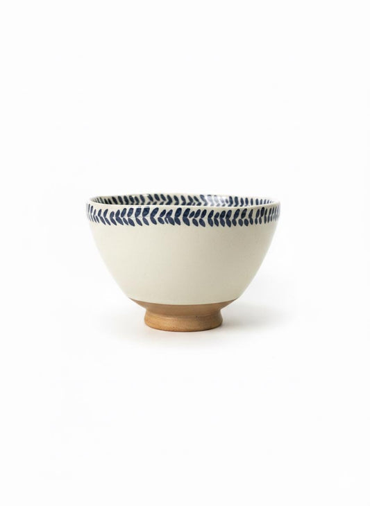 Fayoum pottery Hand-Painted Egyptian Pottery Bowl, Fayoum Ceramic Salad Bowl With Blue Pattern, 21 cm - front view