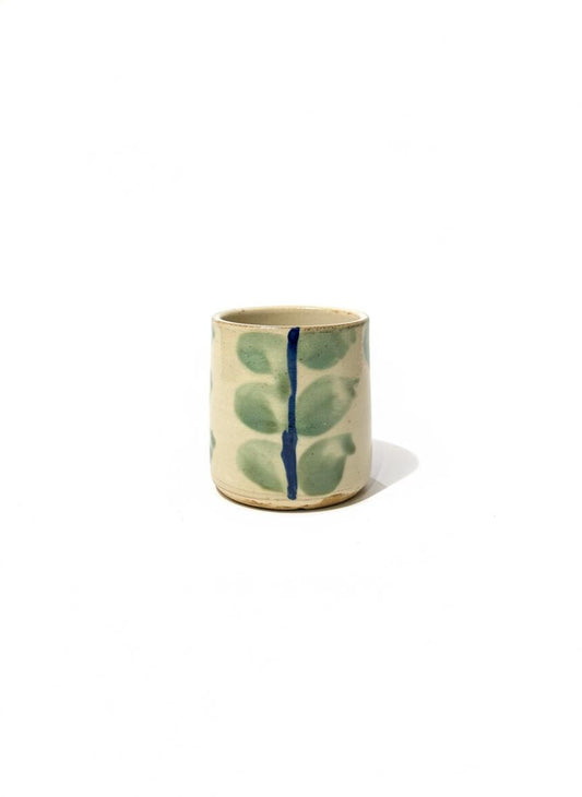 Fayoum pottery Hand-Painted Fayoum Pottery Espresso Cup - Egyptian Artisan Ceramic Mug - front view