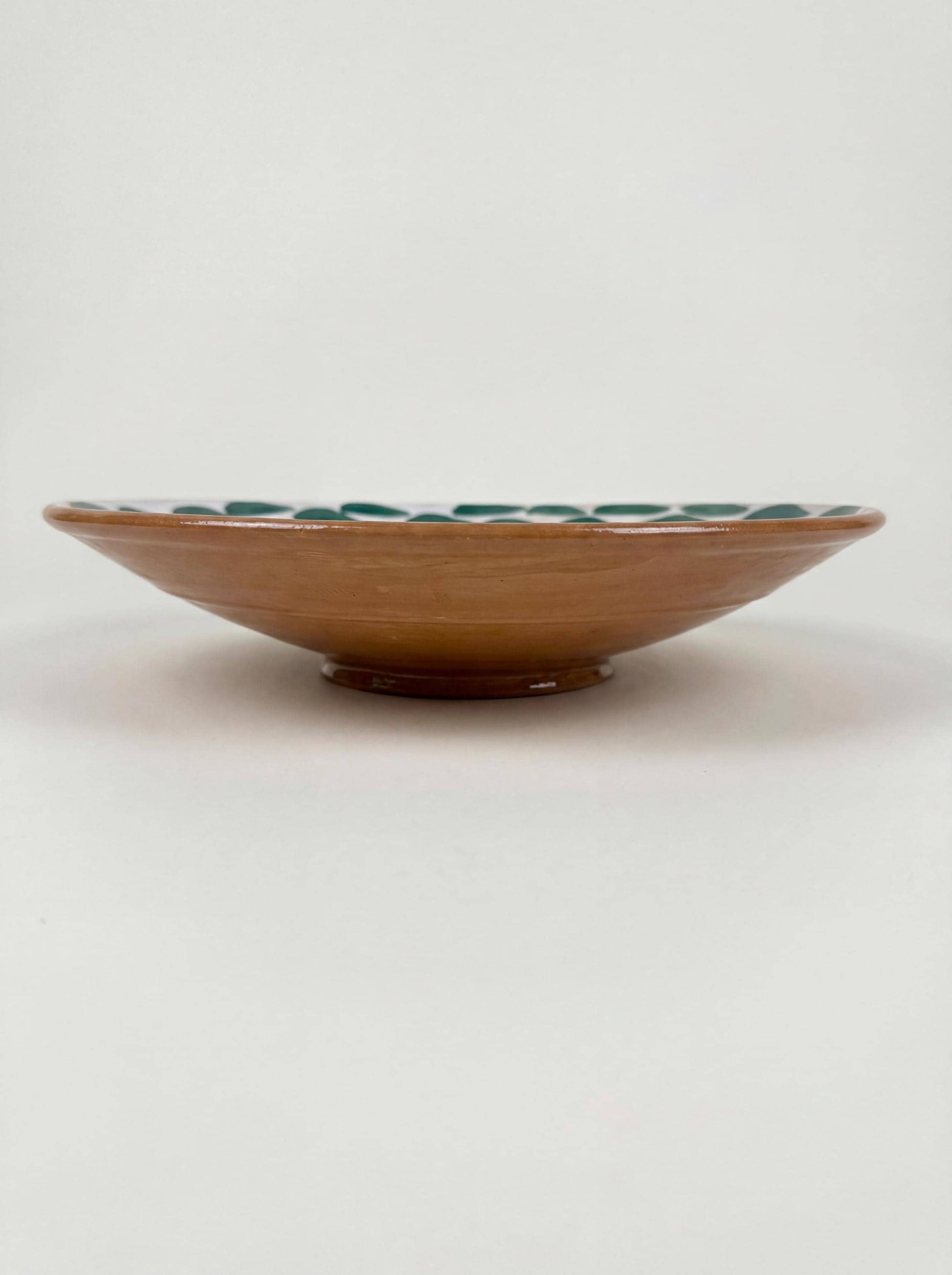 Fayoum pottery Large Hand-Painted Egyptian Pottery Bowl, Fayoum Ceramic Serveware, 39 cm Decorative Centerpiece - side view