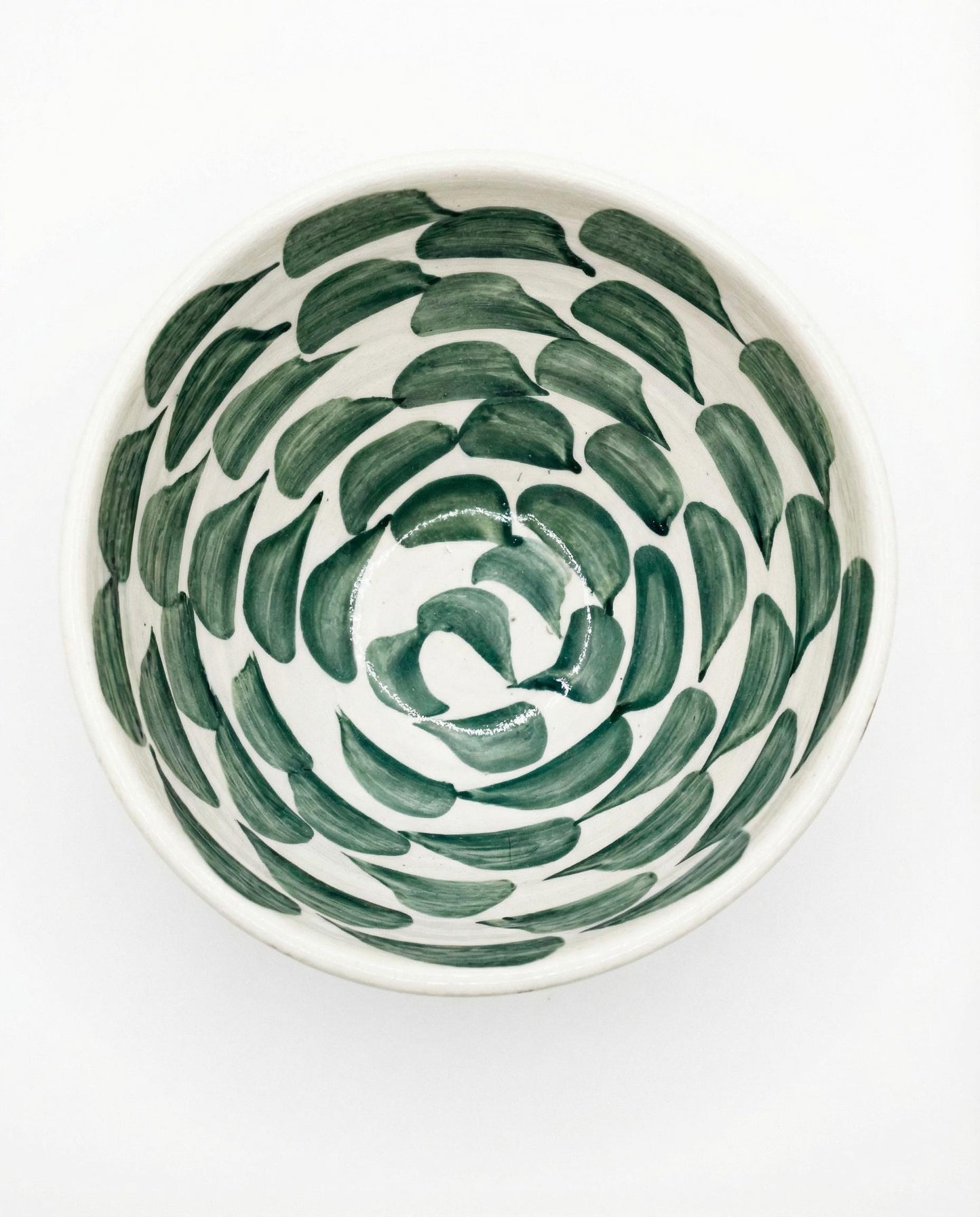 Fayoum pottery Fayoum Ceramic Bowl – Hand Painted Egyptian Pottery Small Bowl – Green Leaf Pattern – 18cm - detail view