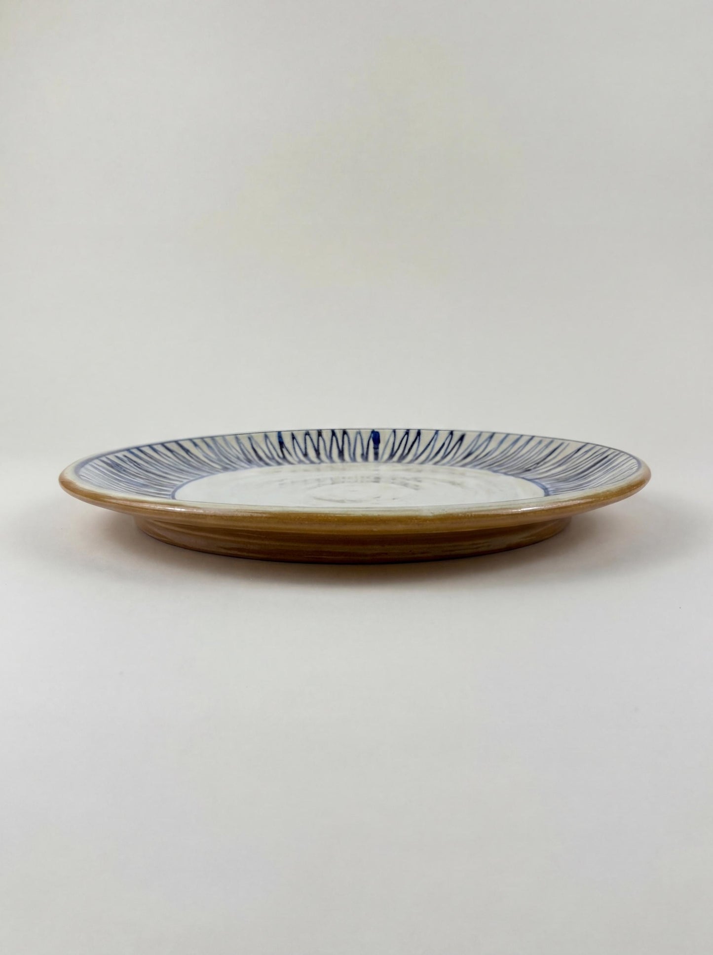 Fayoum pottery Large Hand-Painted Egyptian Pottery Plate, Fayoum Serveware - side view