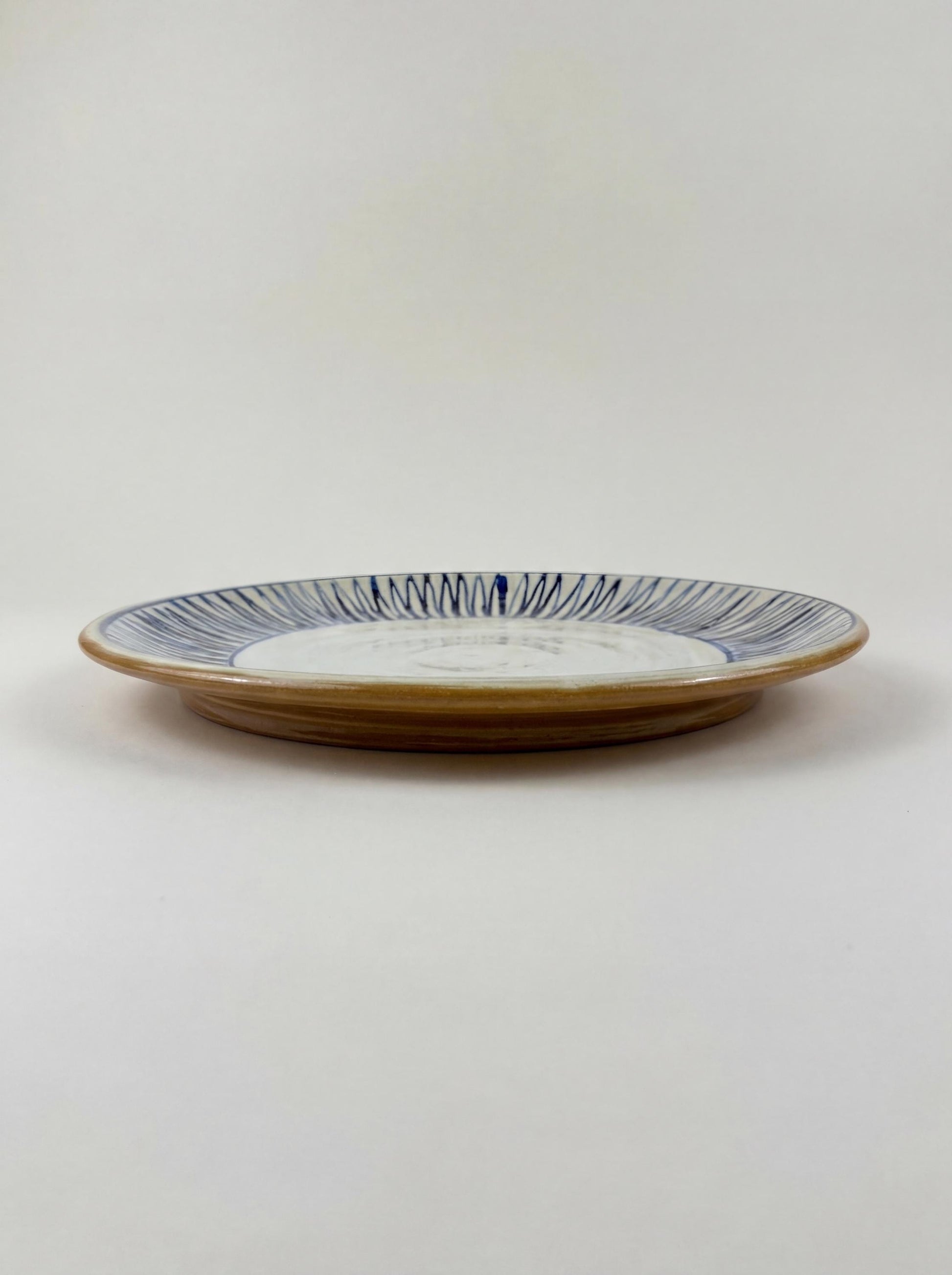 Fayoum pottery Large Hand-Painted Egyptian Pottery Plate, Fayoum Serveware - side view