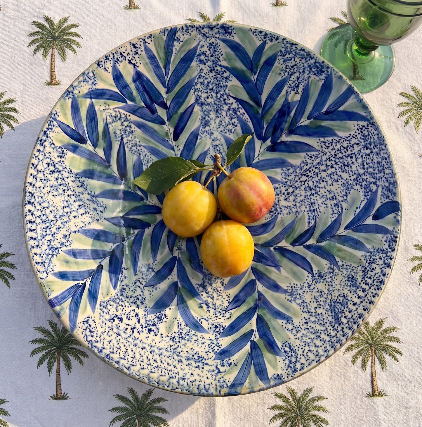 Bekya lifestyle — Hand-Painted Fayoum Pottery Bowl – Large Blue Floral Egyptia