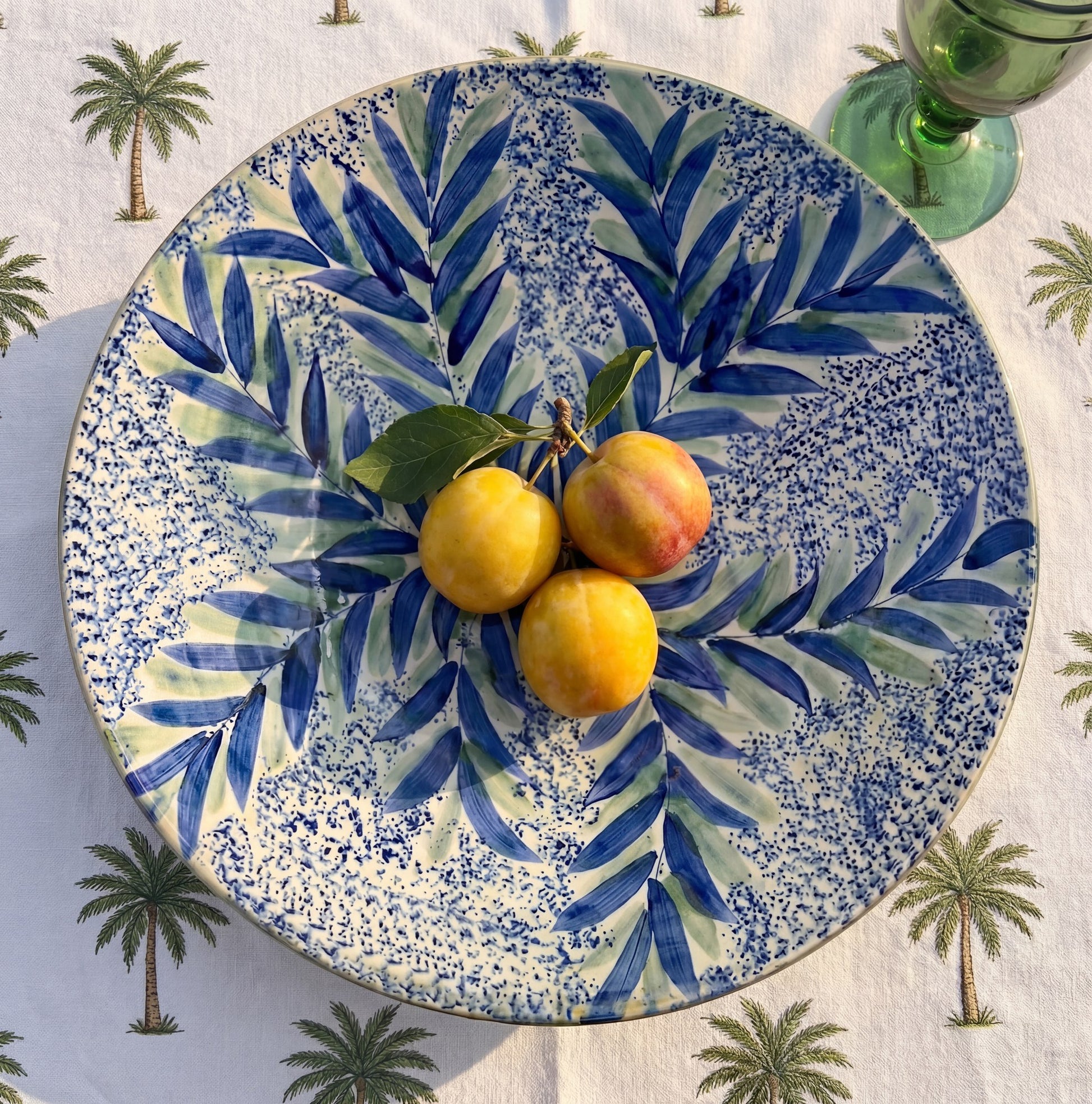 Bekya lifestyle — Hand-Painted Fayoum Pottery Bowl – Large Blue Floral Egyptia