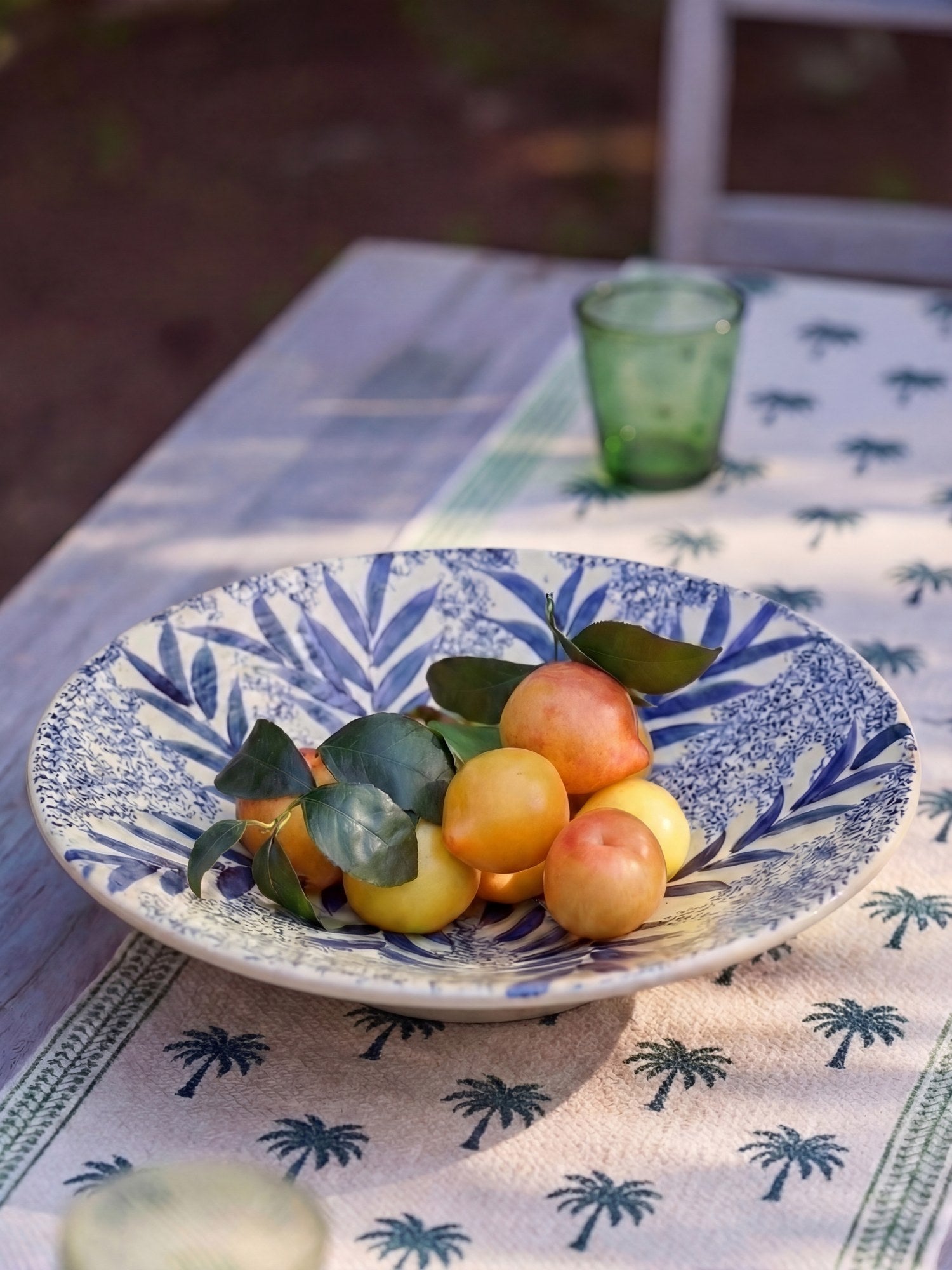 Bekya lifestyle — Hand-Painted Fayoum Pottery Bowl – Large Blue Floral Egyptia