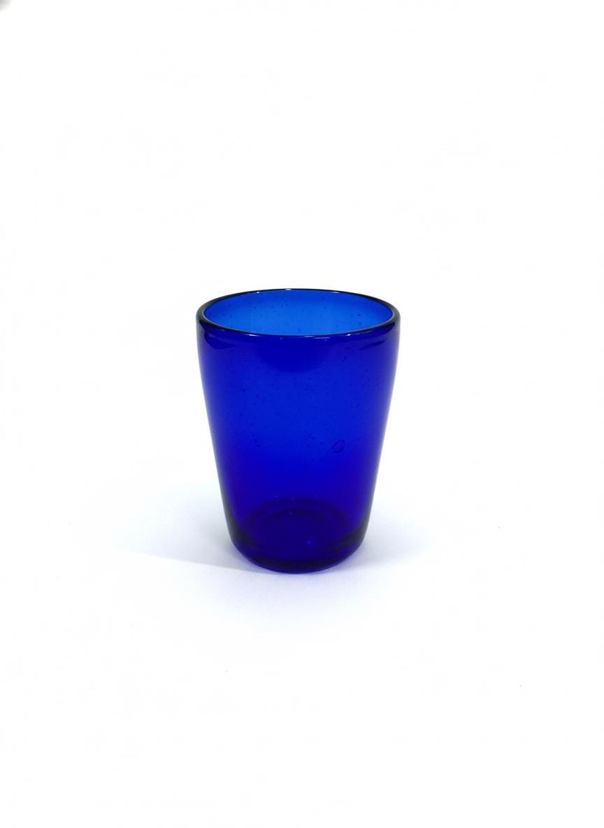 Handmade Dark Blue Hand Blown Glass Tumbler 10 cm Egyptian Artisan Drinkware by BEKYA