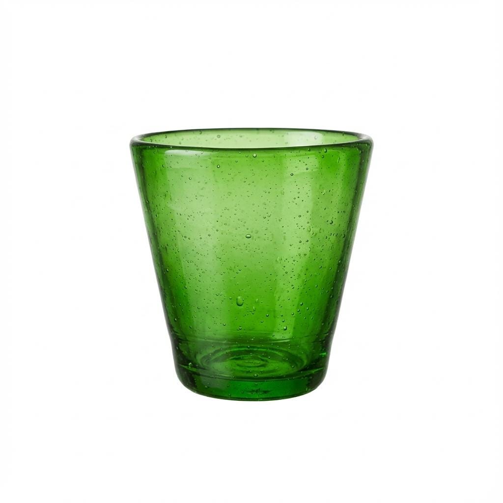 Handmade Green Hand Blown Glass Tumbler 10 cm Egyptian Artisan Drinkware by BEKYA