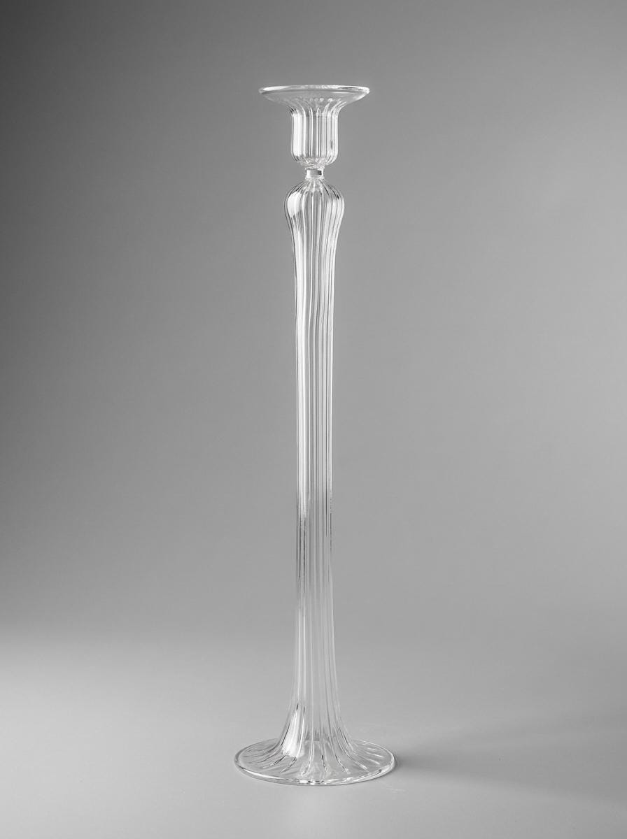 Handmade Tall Glass Candlestick 45 cm Hand Blown Egyptian Statement Candle Holder by BEKYA