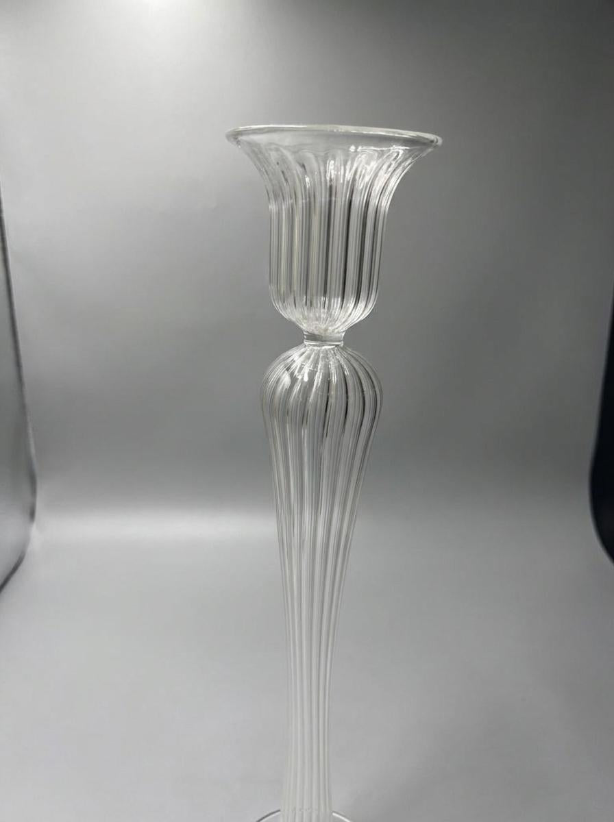 Handmade Tall Glass Candlestick 50 cm Trumpet Cup Hand Blown Egyptian Candle Holder by BEKYA