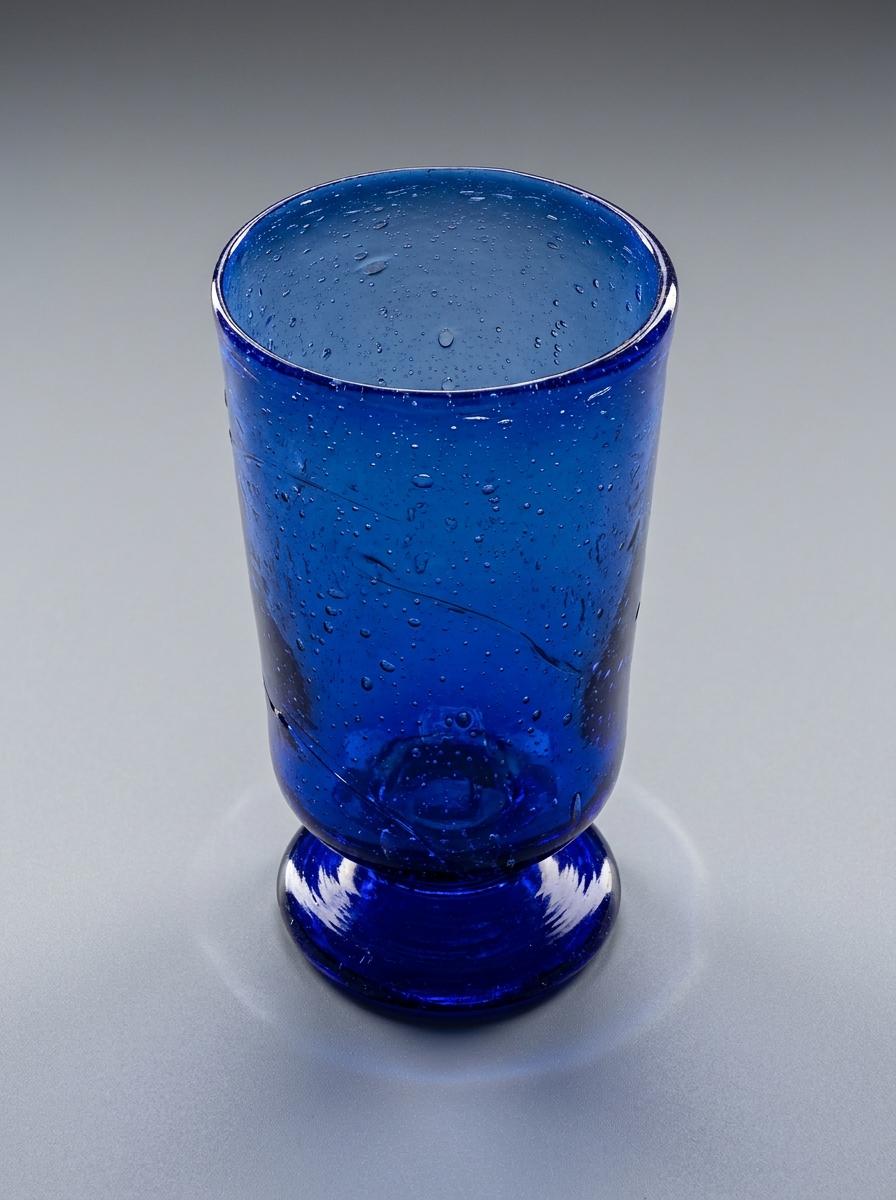 Handmade Cobalt Blue Hand Blown Glass Wine Goblet 11.5 cm Egyptian Artisan Drinkware by BEKYA
