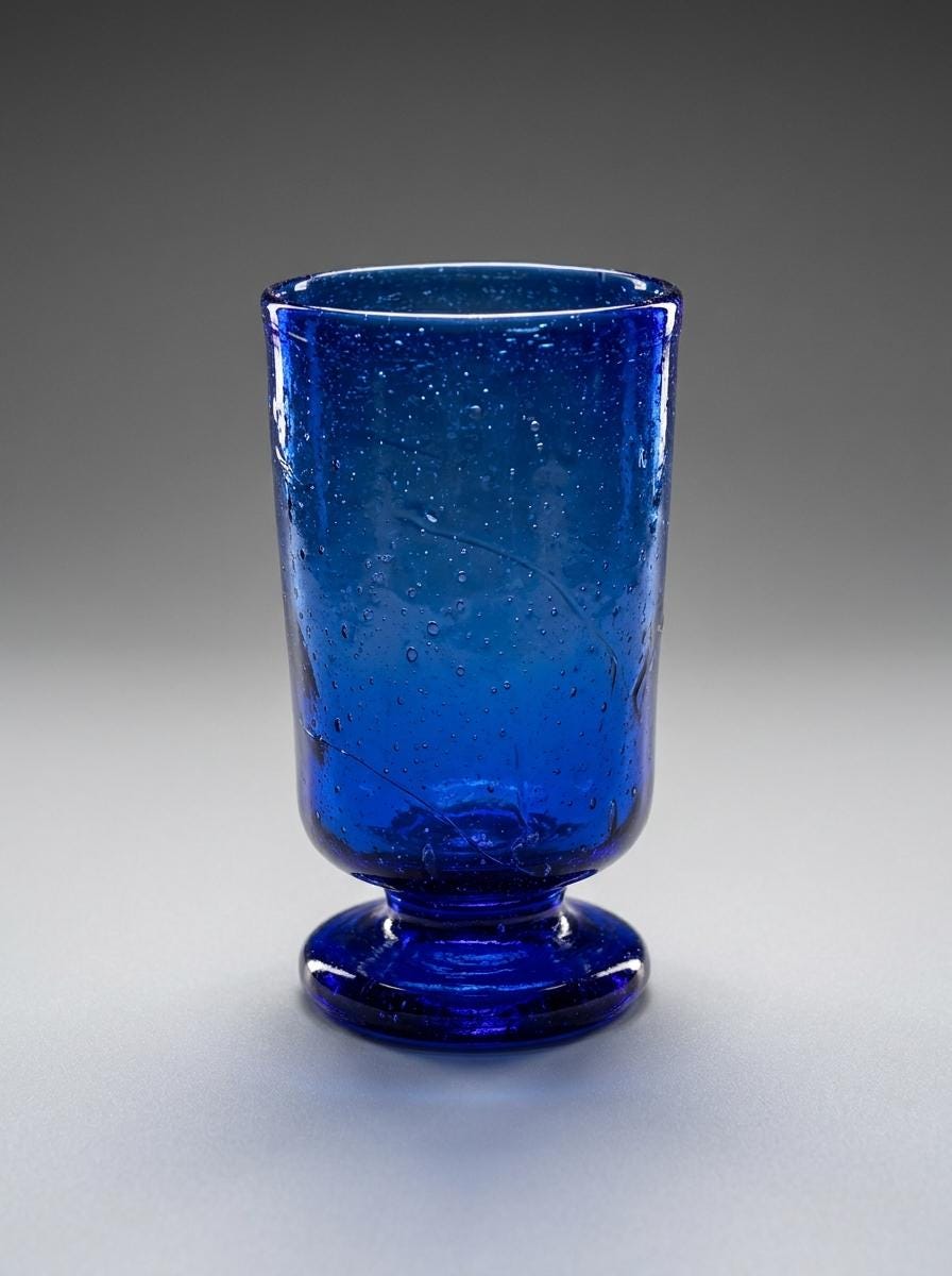 Handmade Cobalt Blue Hand Blown Glass Wine Goblet 11.5 cm Egyptian Artisan Drinkware by BEKYA