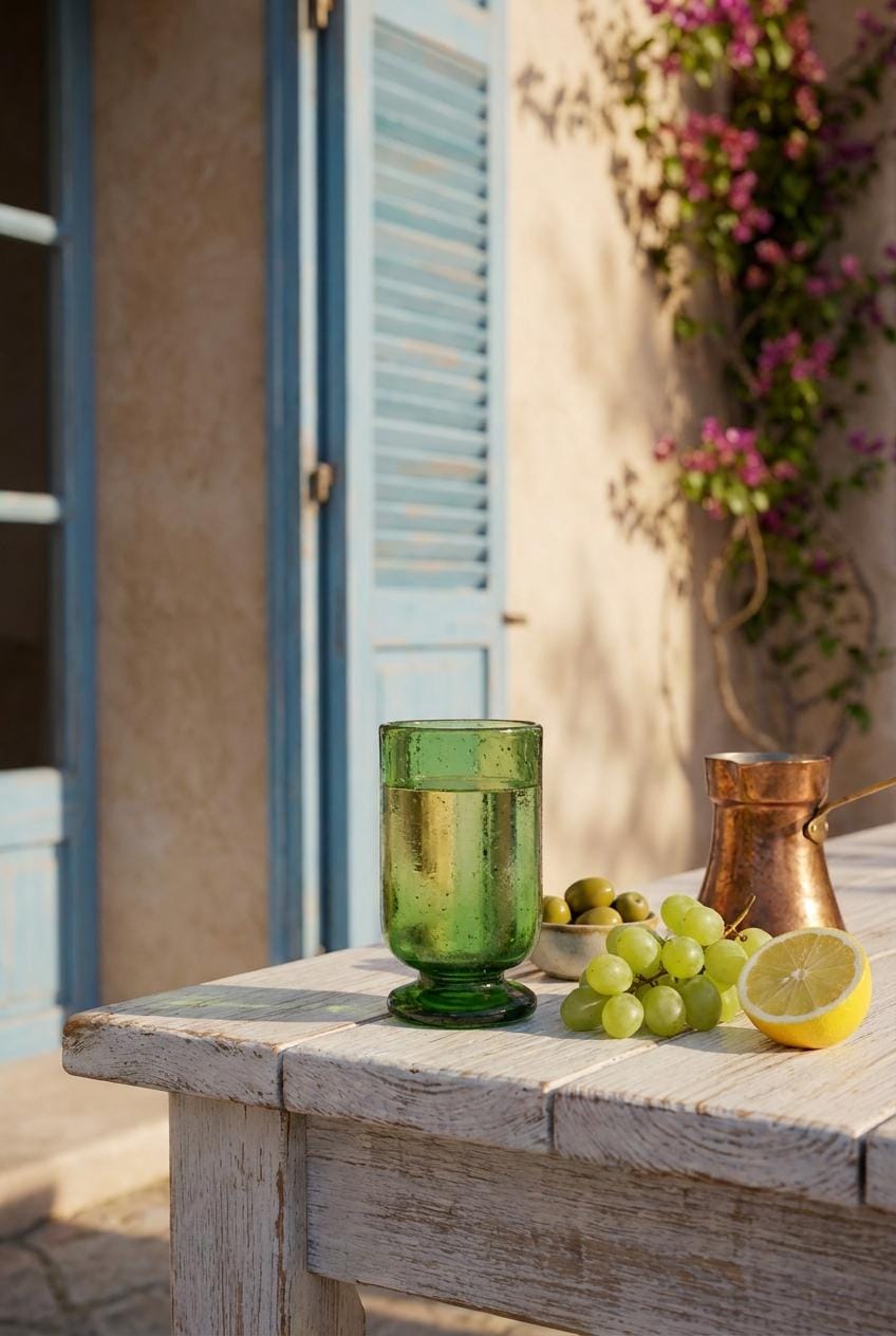 Handmade Green Hand Blown Glass Wine Goblet 11.5 cm Egyptian Artisan Drinkware by BEKYA