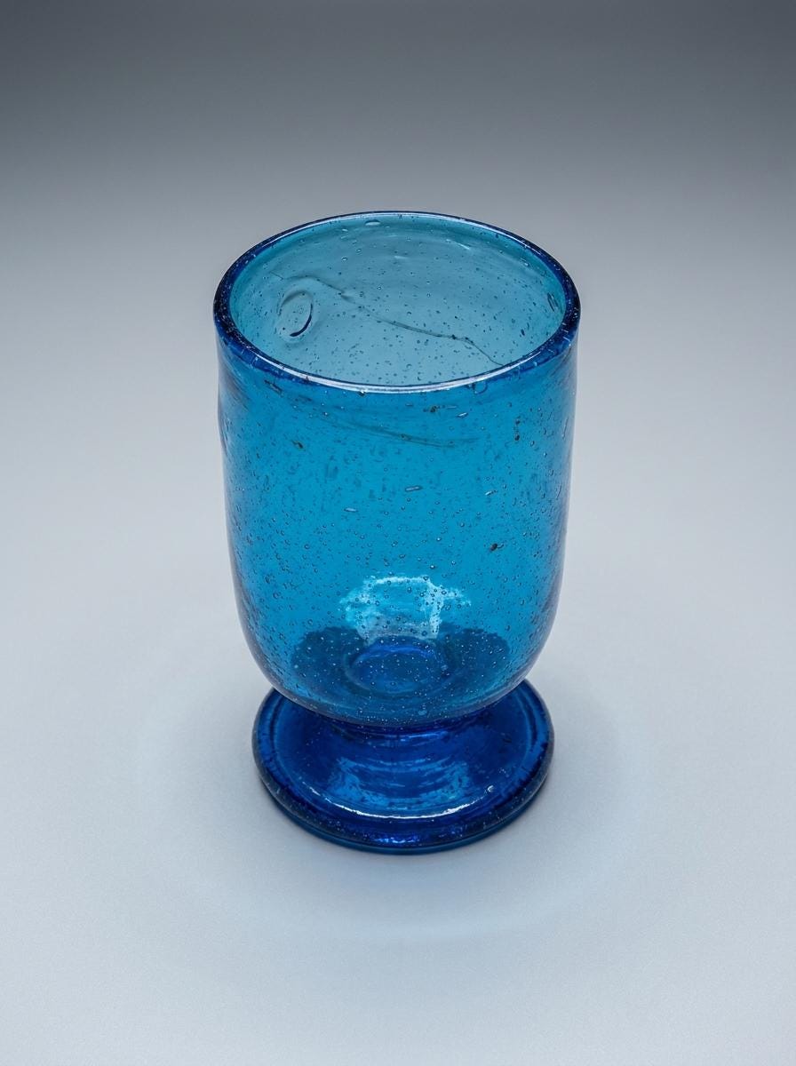 Handmade Turquoise Hand Blown Glass Wine Goblet 11.5 cm Egyptian Artisan Drinkware by BEKYA