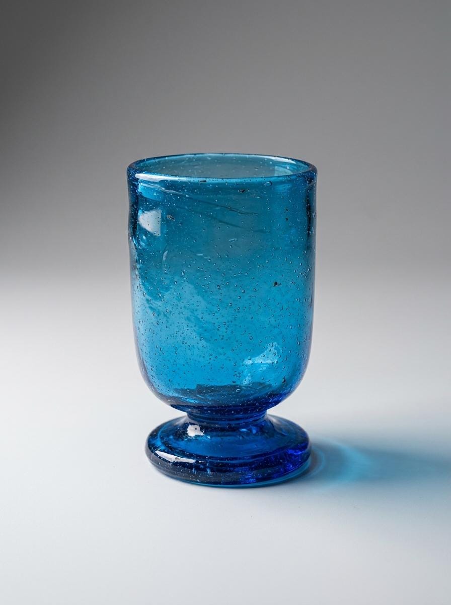 Handmade Turquoise Hand Blown Glass Wine Goblet 11.5 cm Egyptian Artisan Drinkware by BEKYA