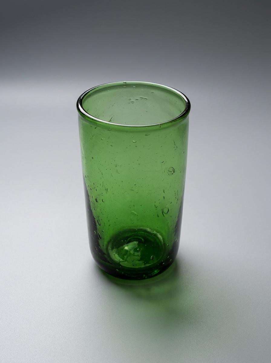 Handmade Green Hand Blown Glass Tumbler 13 cm Egyptian Artisan Drinkware by BEKYA
