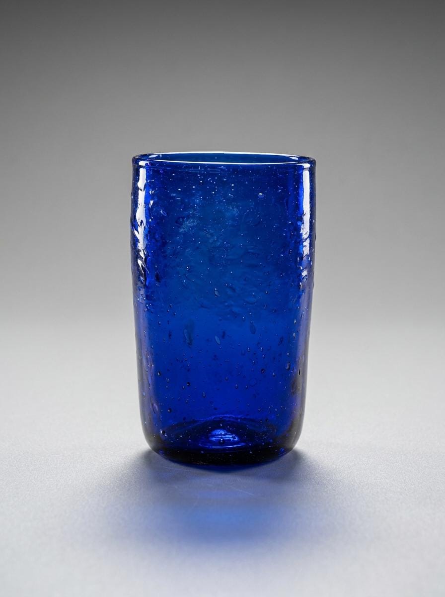 Set of 6 Handmade Hand Blown Glass Tumblers 13 cm Mixed Colours Egyptian Artisan by BEKYA