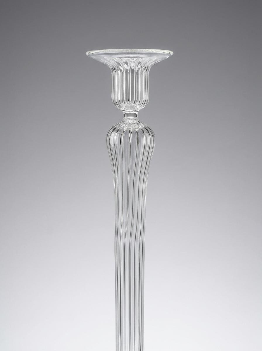 Handmade Tall Glass Candlestick 45 cm Hand Blown Egyptian Statement Candle Holder by BEKYA