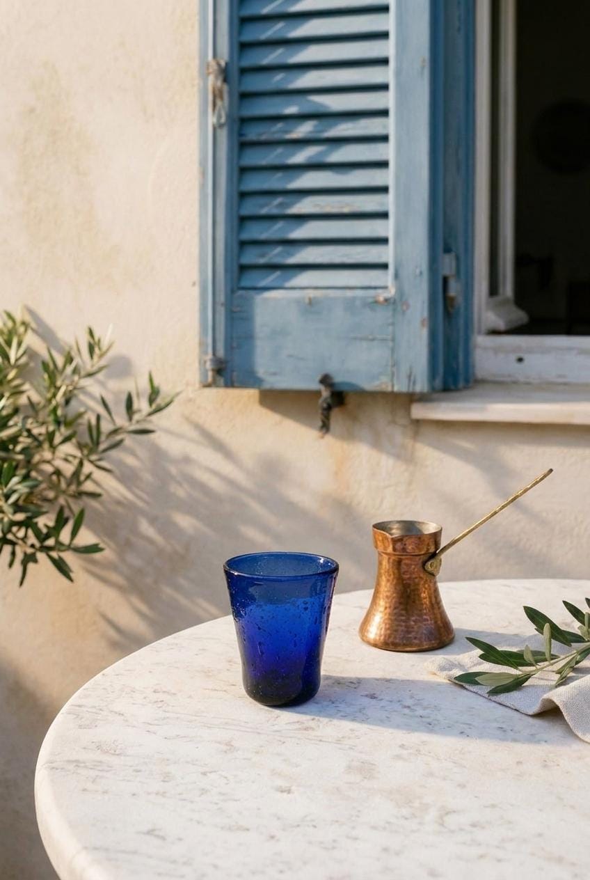 Handmade Cobalt Blue Hand Blown Glass V-Shaped Tumbler 10 cm Egyptian Artisan Drinkware by BEKYA