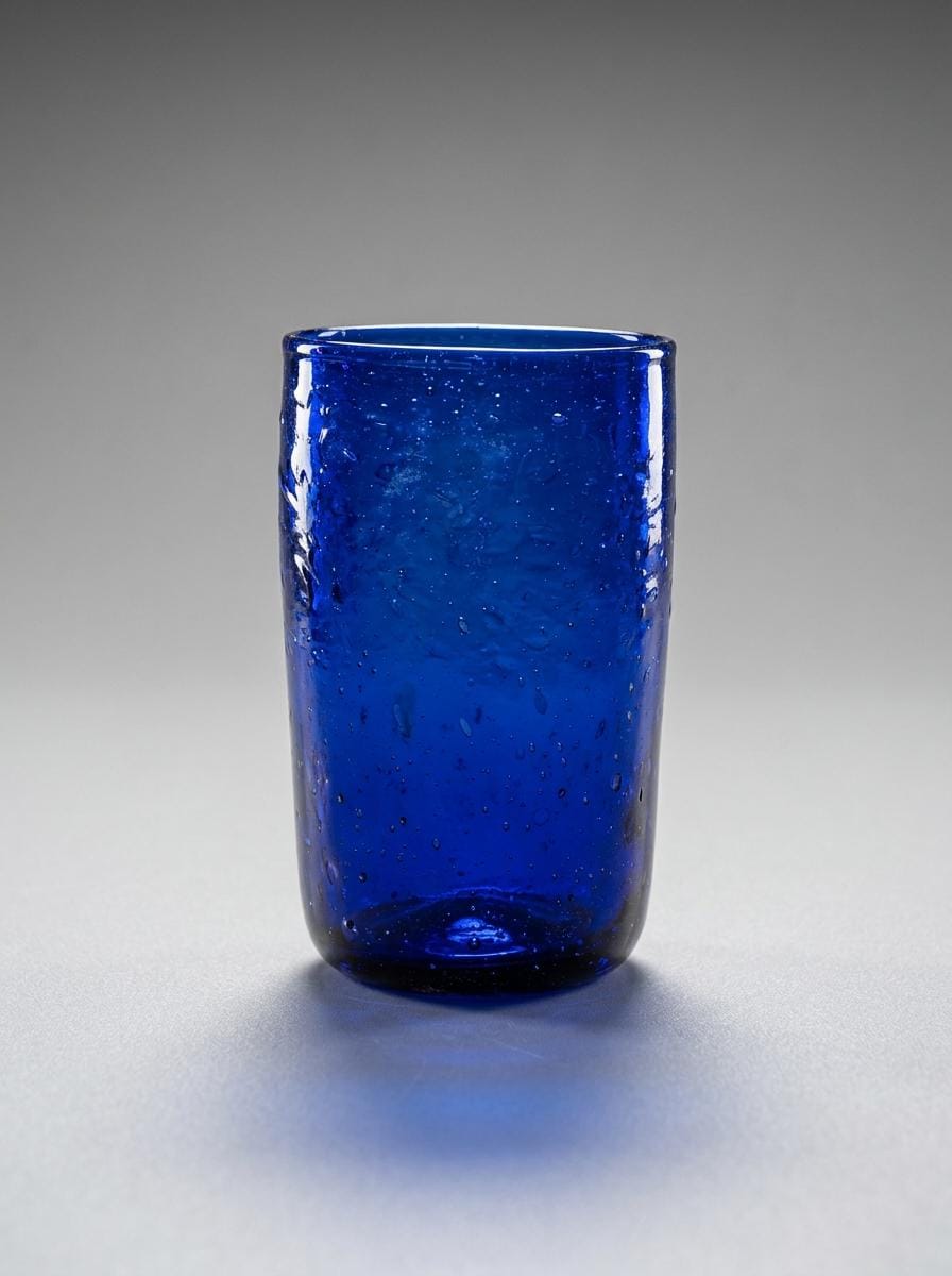 Handmade Cobalt Blue Hand Blown Glass Tumbler 13 cm Egyptian Artisan Drinkware by BEKYA