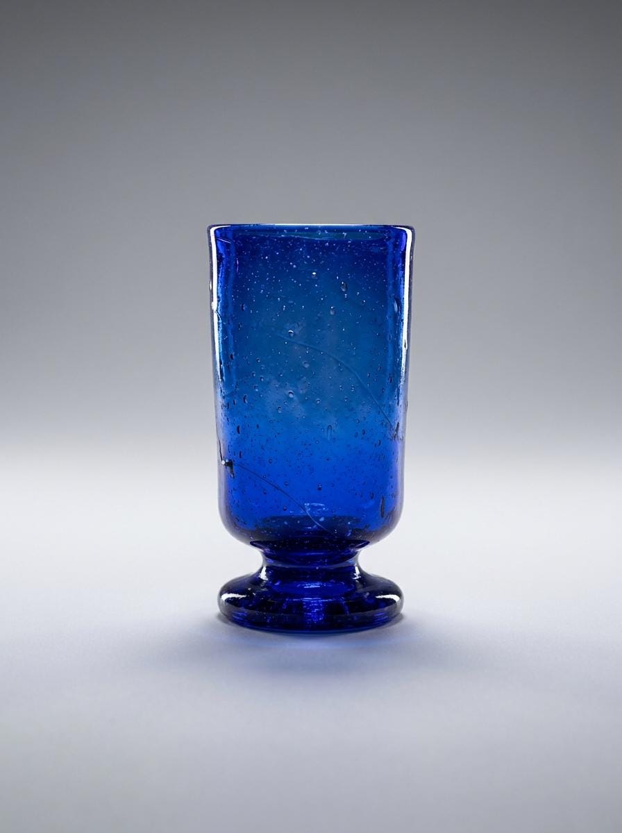 Handmade Cobalt Blue Hand Blown Glass Wine Goblet 11.5 cm Egyptian Artisan Drinkware by BEKYA