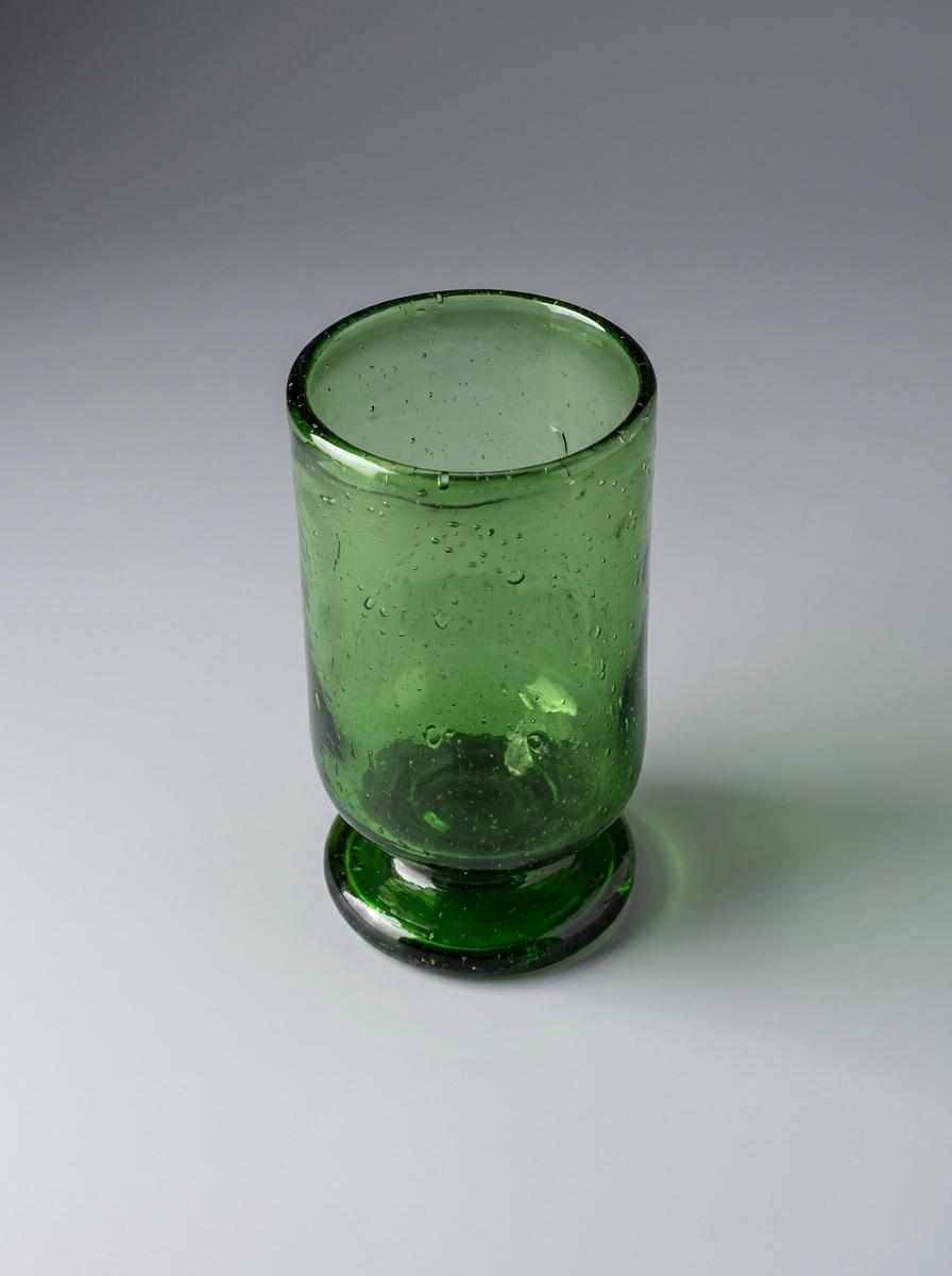 Handmade Green Hand Blown Glass Wine Goblet 11.5 cm Egyptian Artisan Drinkware by BEKYA