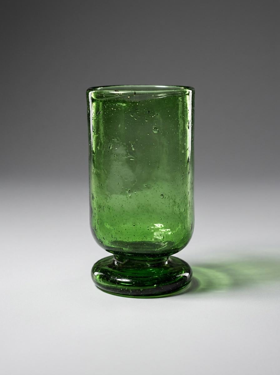 Handmade Green Hand Blown Glass Wine Goblet 11.5 cm Egyptian Artisan Drinkware by BEKYA