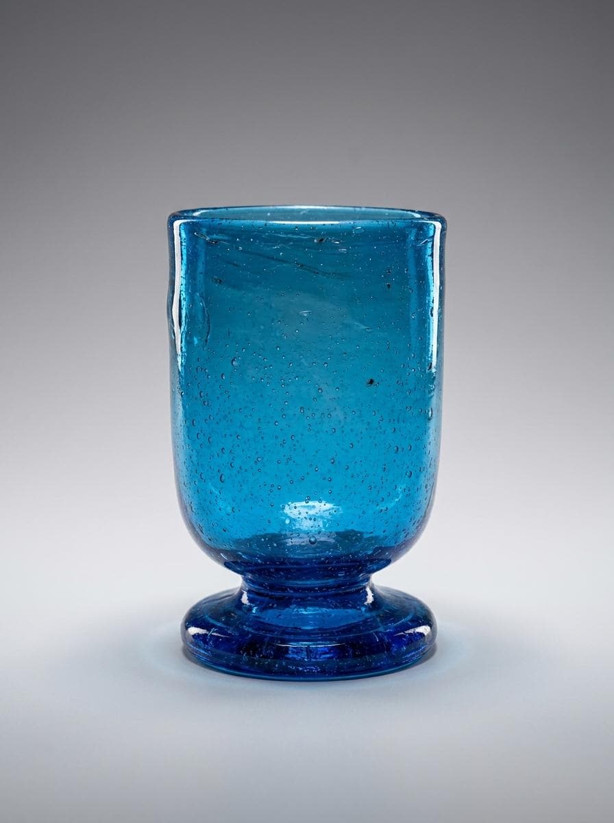 Handmade Turquoise Hand Blown Glass Wine Goblet 11.5 cm Egyptian Artisan Drinkware by BEKYA