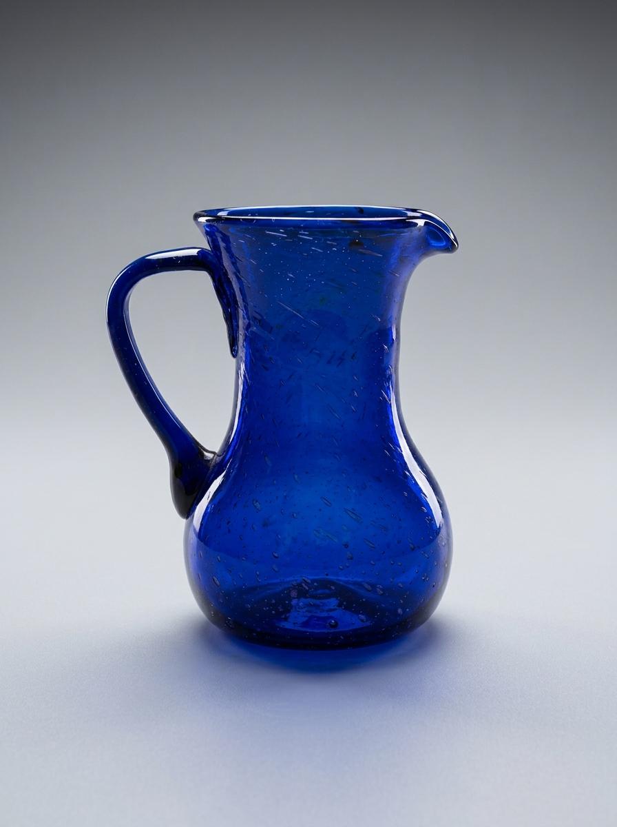 Handmade Cobalt Blue Glass Jug 19 cm Hand Blown Egyptian Pitcher by BEKYA