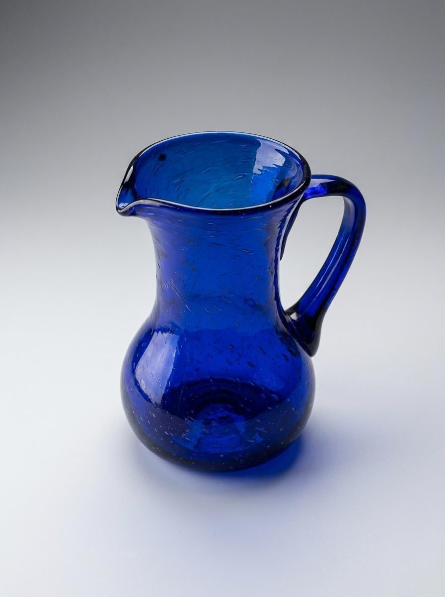 Handmade Cobalt Blue Glass Jug 19 cm Hand Blown Egyptian Pitcher by BEKYA