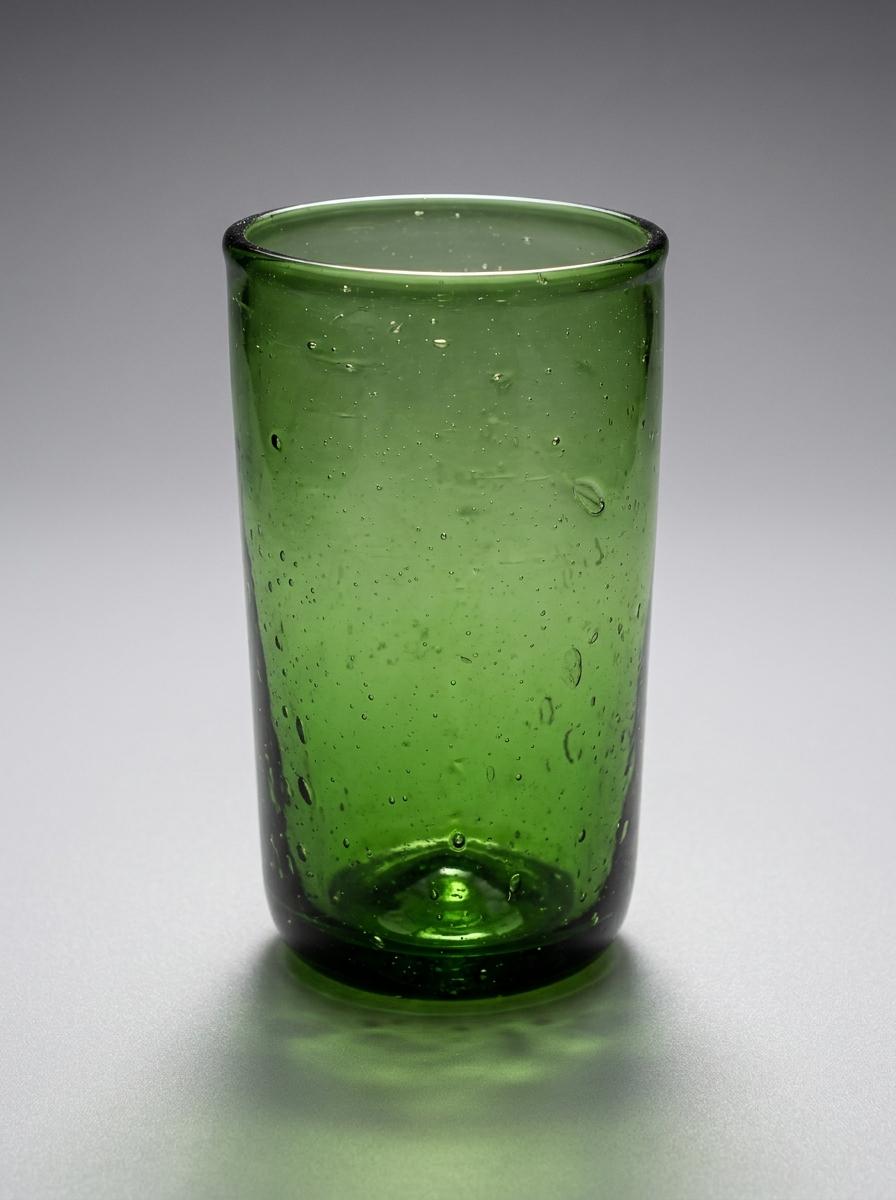 Handmade Green Hand Blown Glass Tumbler 13 cm Egyptian Artisan Drinkware by BEKYA