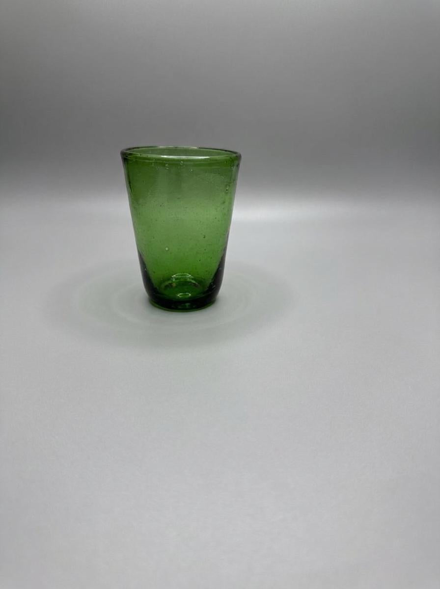 Handmade Green Hand Blown Glass V-Shaped Tumbler 10 cm Egyptian Artisan Drinkware by BEKYA