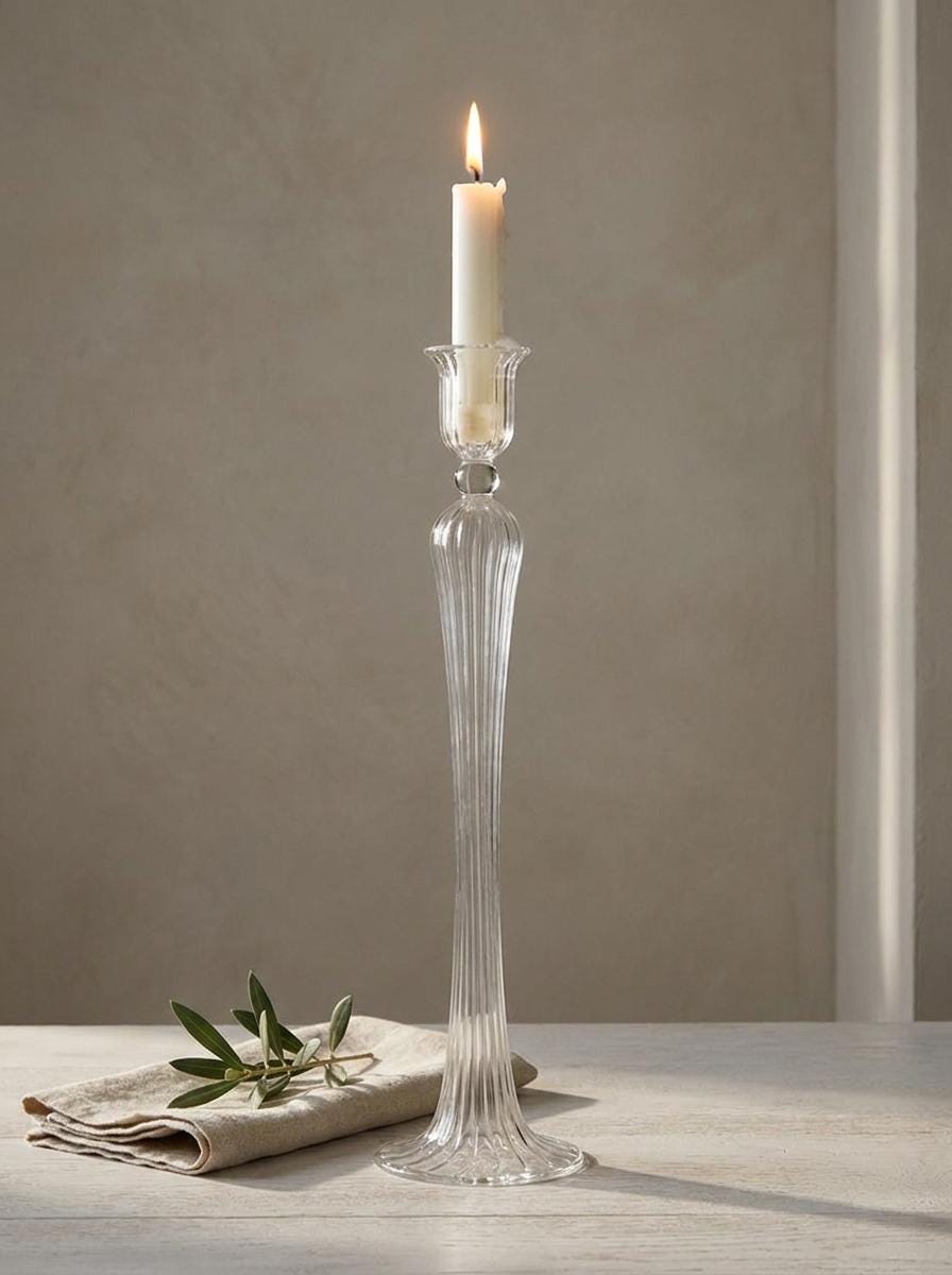 Handmade Tall Glass Candlestick 50 cm Urn Cup Hand Blown Egyptian Candle Holder by BEKYA