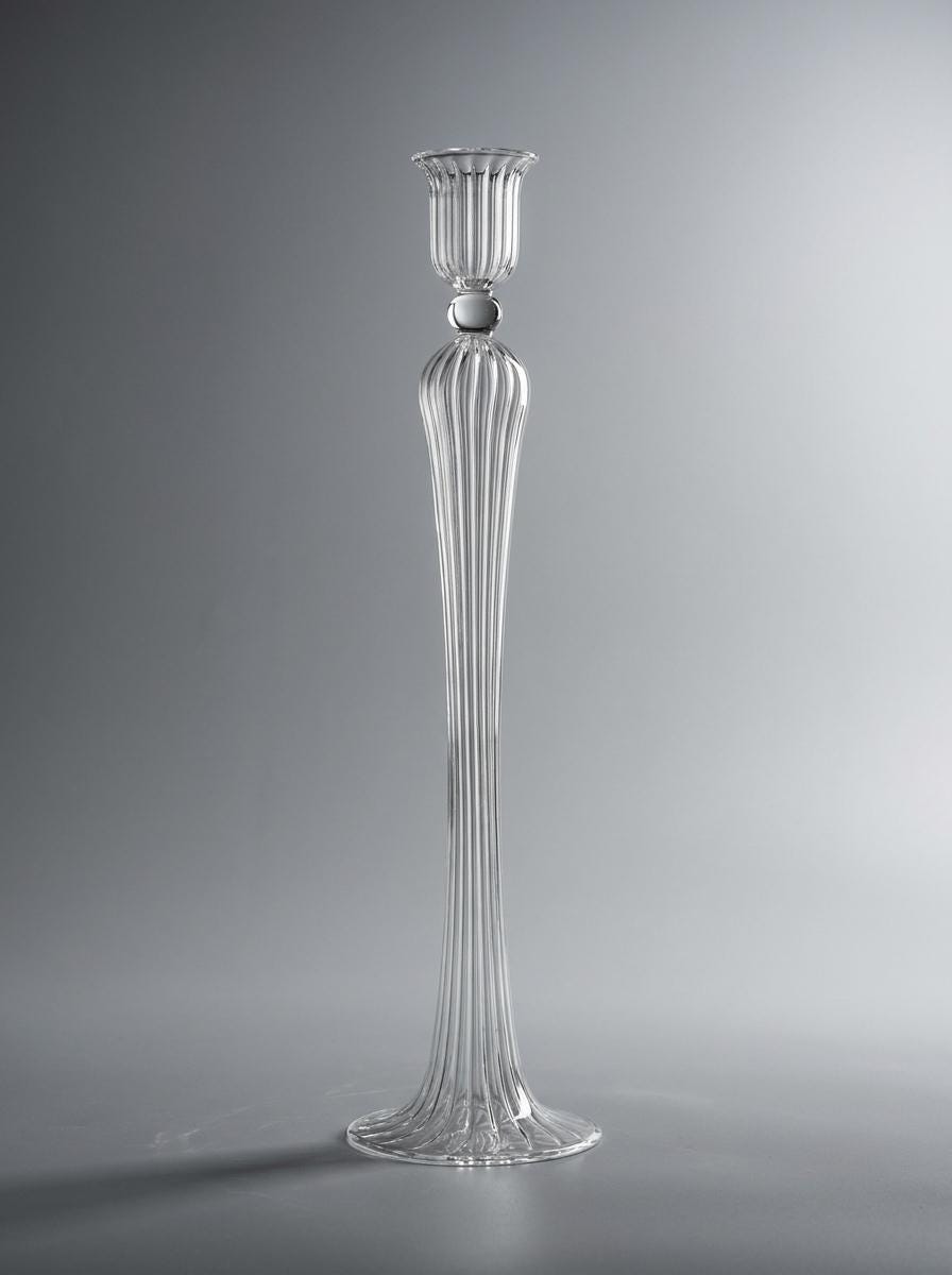 Pair of Handmade Tall Glass Candlesticks 50 cm Hand Blown Egyptian Statement Candle Holders by BEKYA