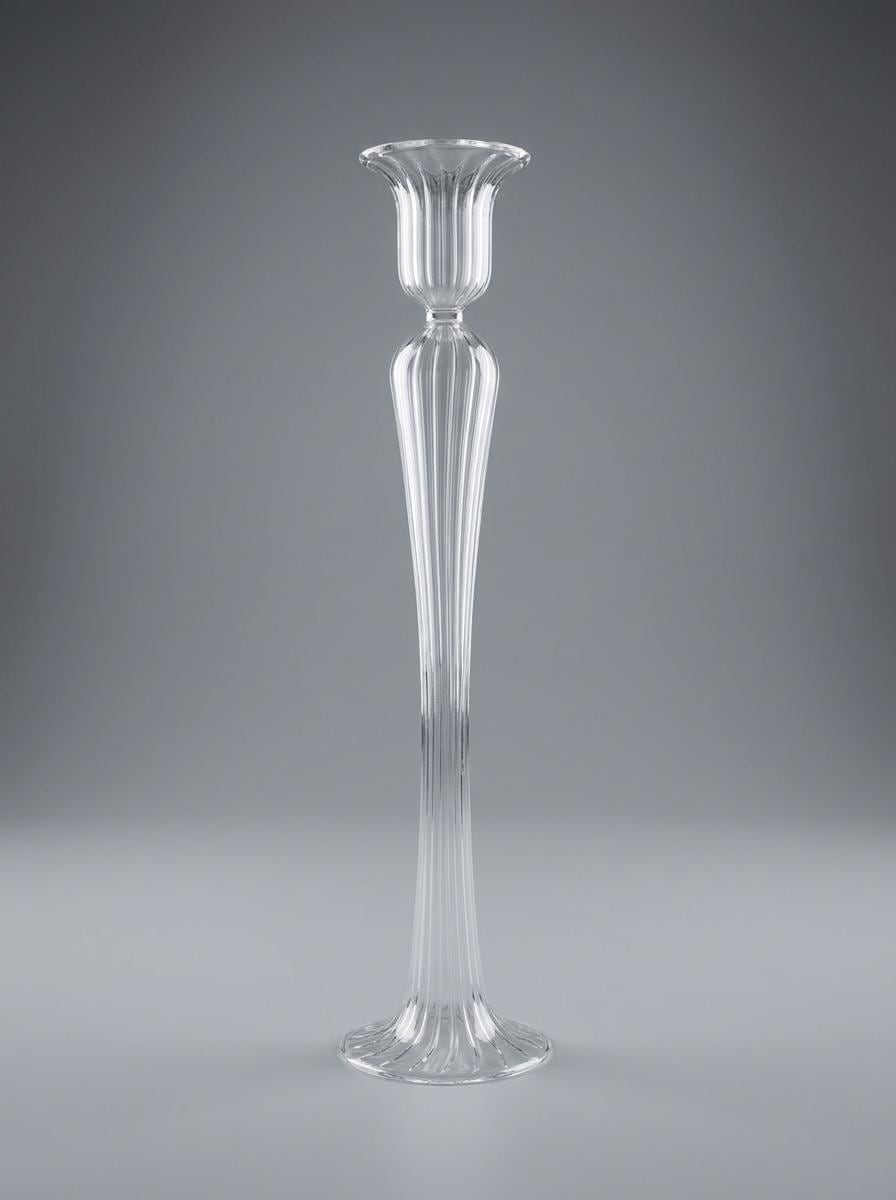 Set of 3 Handmade Tall Glass Candlesticks 45 cm and 50 cm Hand Blown Egyptian Centrepiece by BEKYA
